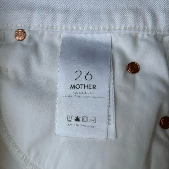 Mother The Charmer Fray Short in Glass Slipper White Denim w/ Stretch Size 26 - Picture 7 of 7